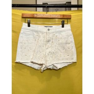 Hollister Short Short High Rise White Flower Print Jean Shorts 3